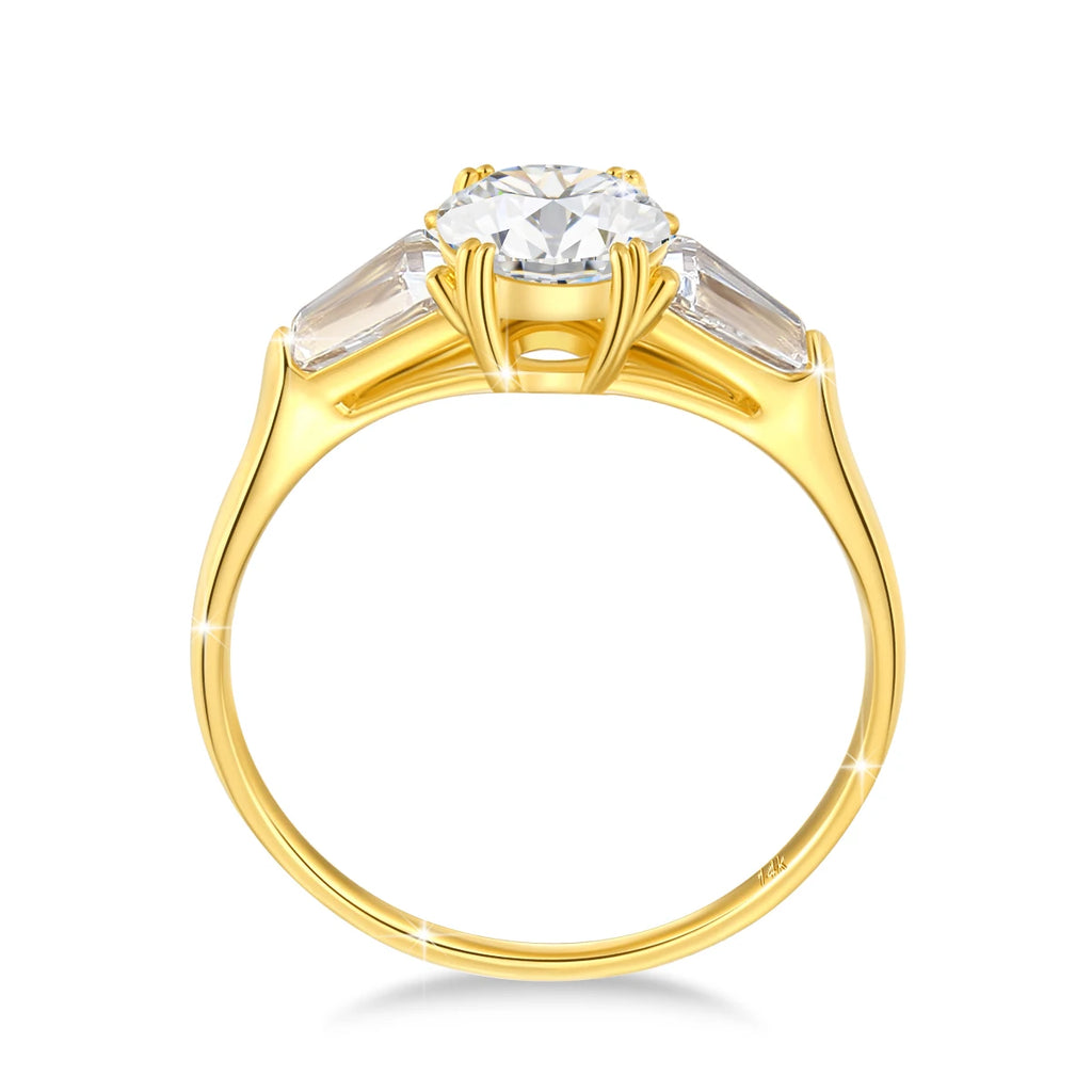 Szjinao 9mm Moissanite Ring – Real 14K Gold, D Color Brilliant Cut Wedding Band for Women