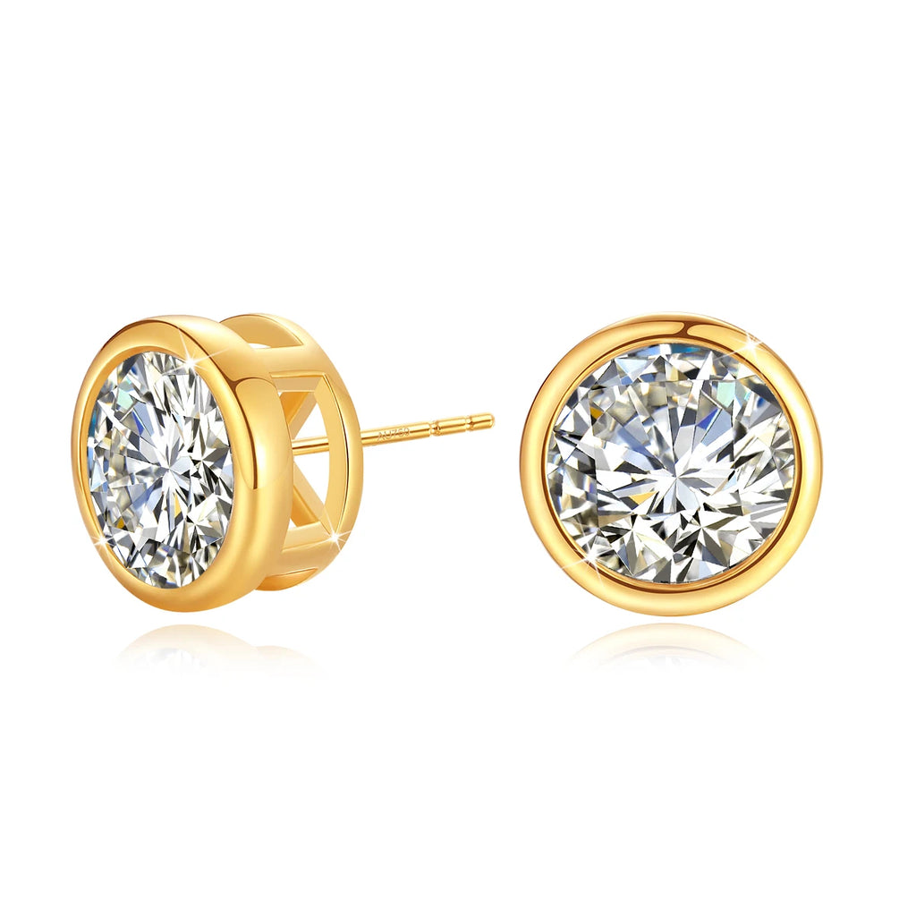 Szjinao 2ct Moissanite Stud Earrings – 18K Gold Mount