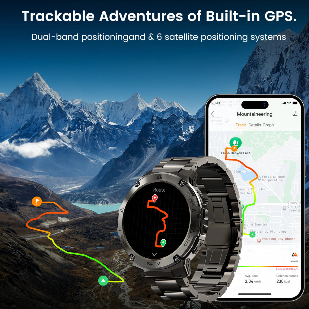 Men’s GPS Smartwatch with Compass Altimeter Heart Rate Sleep Tracking AMOLED Display