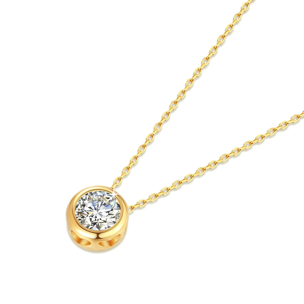 Golden Luxe 0.5ct Moissanite Necklace – 18K Yellow Gold Solitaire Pendant, Certified Authentic