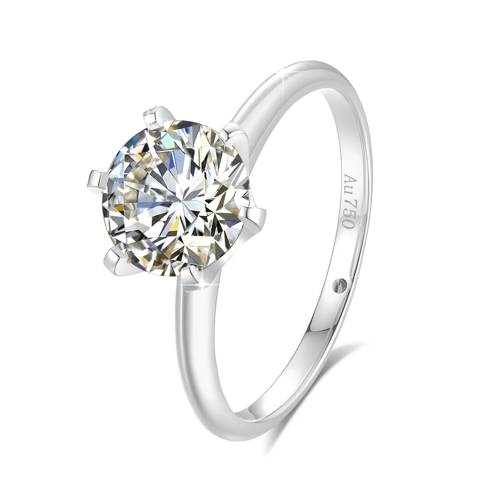 18K Gold Moissanite Engagement Ring Women 1 to 2 Carat Round Cut Diamond Wedding Jewelry