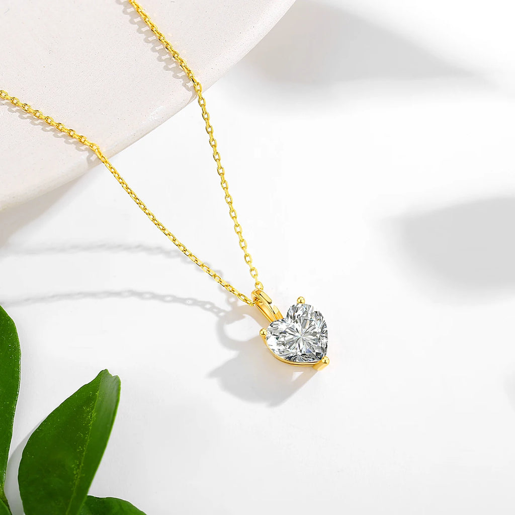 SZJinao 14K Gold Heart Cut VVS1 Moissanite Jewelry Set – Ring, Pendant & Earrings, D Color, Certified Wedding & Engagement Gift