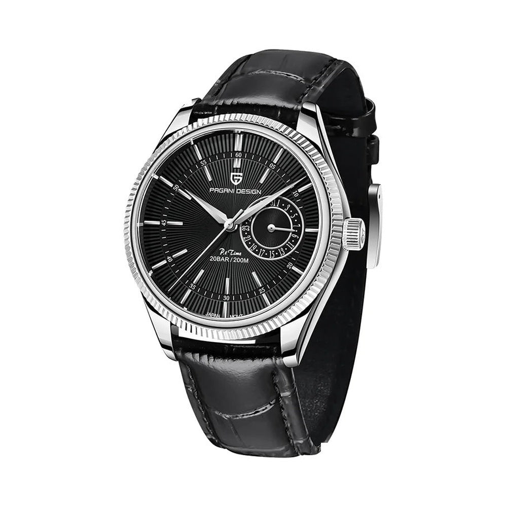 Sobrio, steel case, black dial, black strap