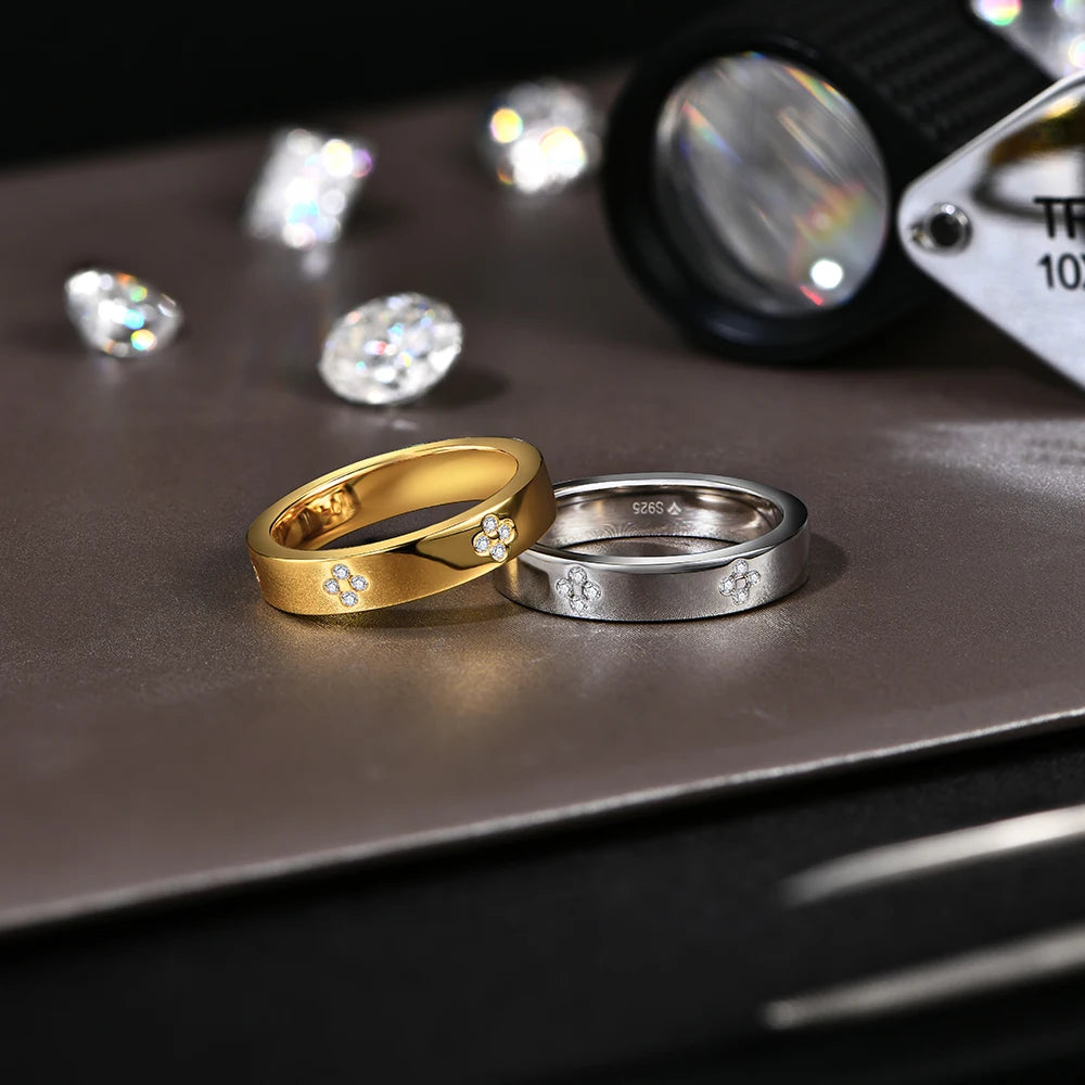 Anillo de bodas de moissanita para mujer, corte redondo, diseño floral, plata de ley 925, aniversario