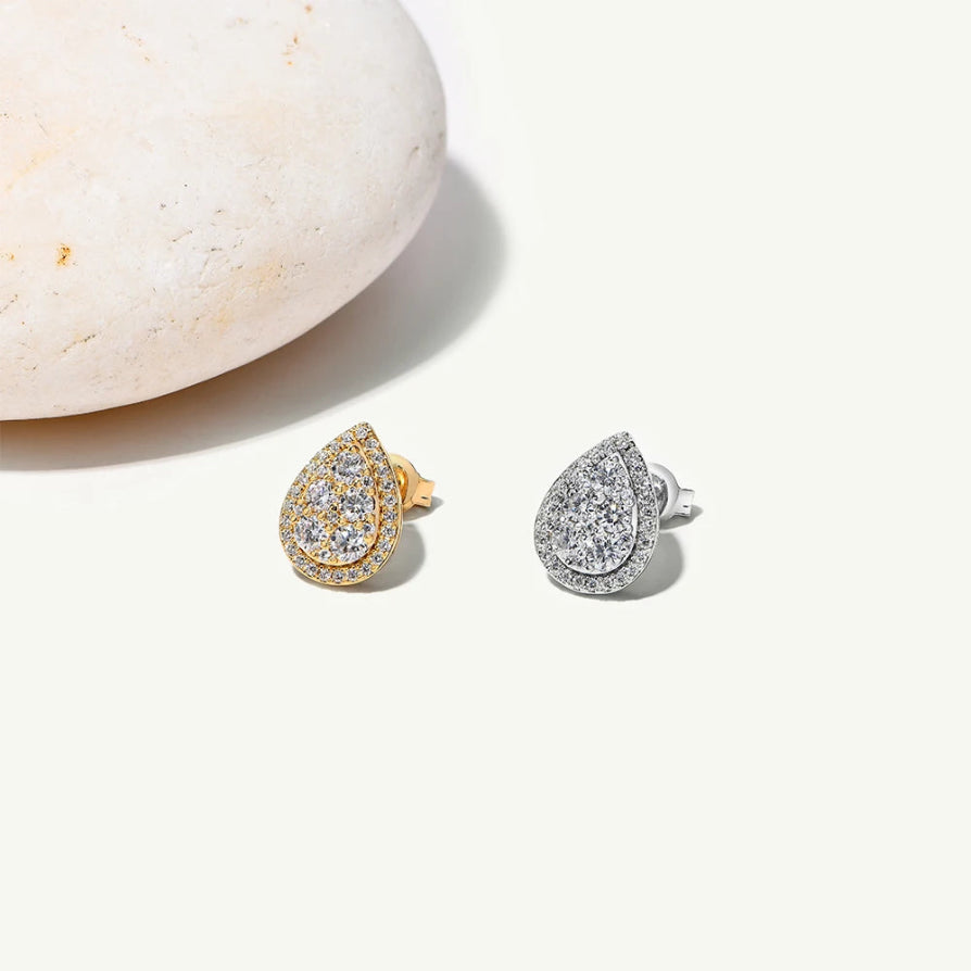 Women’s Teardrop Moissanite Stud Earrings 925 Sterling Silver Gold Plated Wedding Party Jewelry