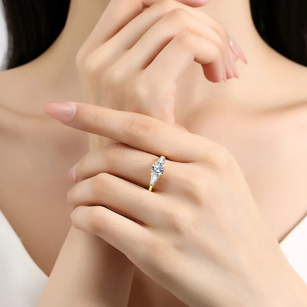 Szjinao 9mm Moissanite Ring – Real 14K Gold, D Color Brilliant Cut Wedding Band for Women