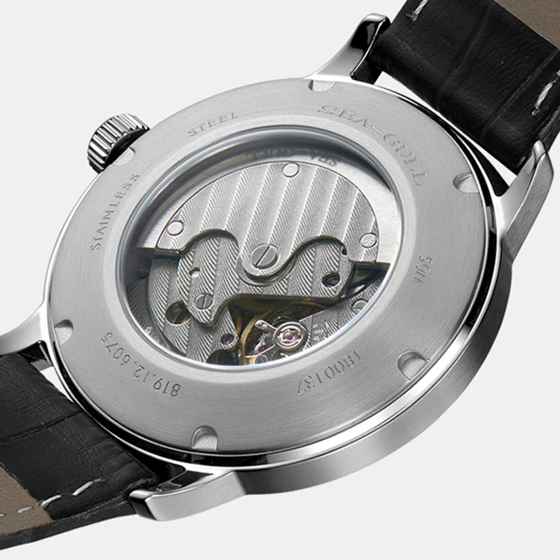 Seagull Elegant Mechanical Wristwatch for Men – ST17 Automatic Movement, Leather Strap, Sapphire Crystal