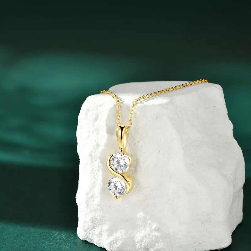 RAPRGOLD Round Cut Real 10K Gold Moissanite Pendant Necklace – Classic Diamond Alternative