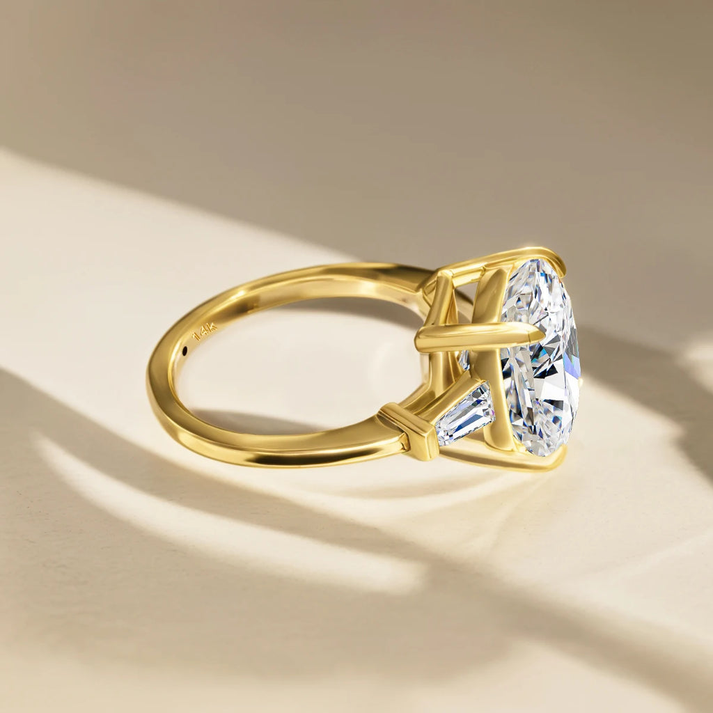 Szjinao 14K Gold Cushion Cut Moissanite Engagement Ring – 8 Carat D Color Certified