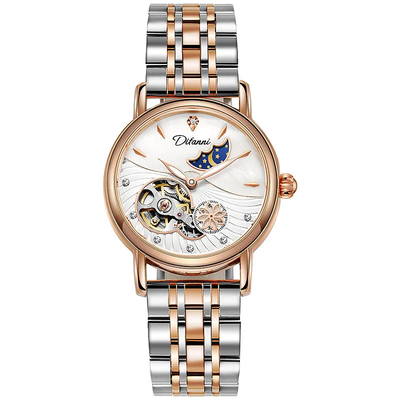 Rotatable Flowers Female Watch Women Top Brand Luxury Fashion Moon Phase Waterproof Lady Automatic Mechanical Watches Reloj