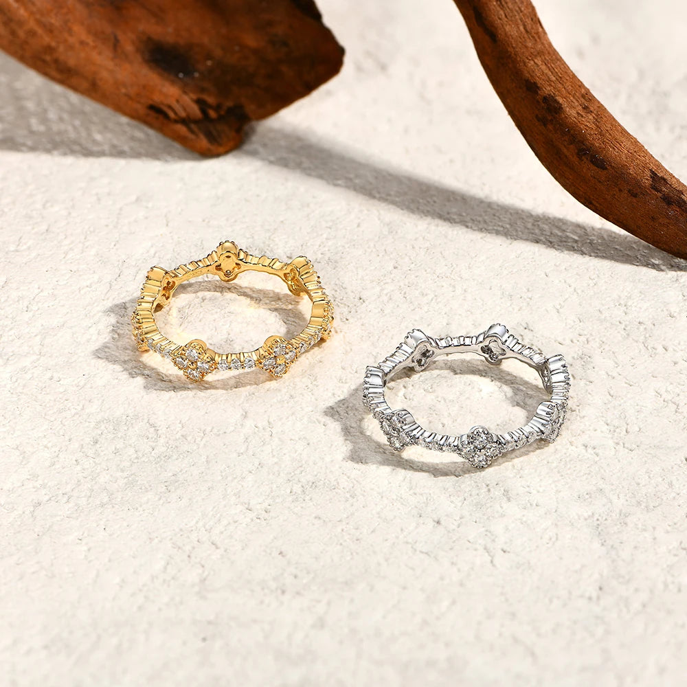 Women’s Moissanite Eternity Ring 925 Sterling Silver Gold Plated Wedding Engagement Band