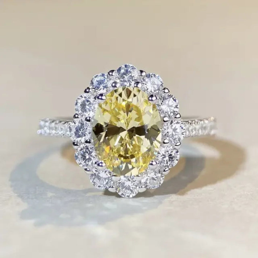 PT950 Platinum & White Gold Ring – 3ct Pigeon Egg-Shaped Diamond, Luxury Women’s Classic Design