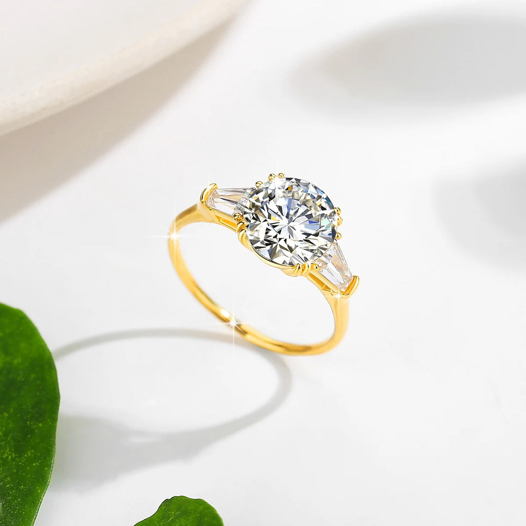 Szjinao 9mm Moissanite Ring – Real 14K Gold, D Color Brilliant Cut Wedding Band for Women