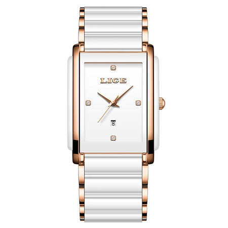 LIGE Fashion Elegant Watch for Women Japanese Movement Ceramics Strap Luxury Ladies Bracelet Quartz Watches Gifts Reloj Mujer - RoyElite