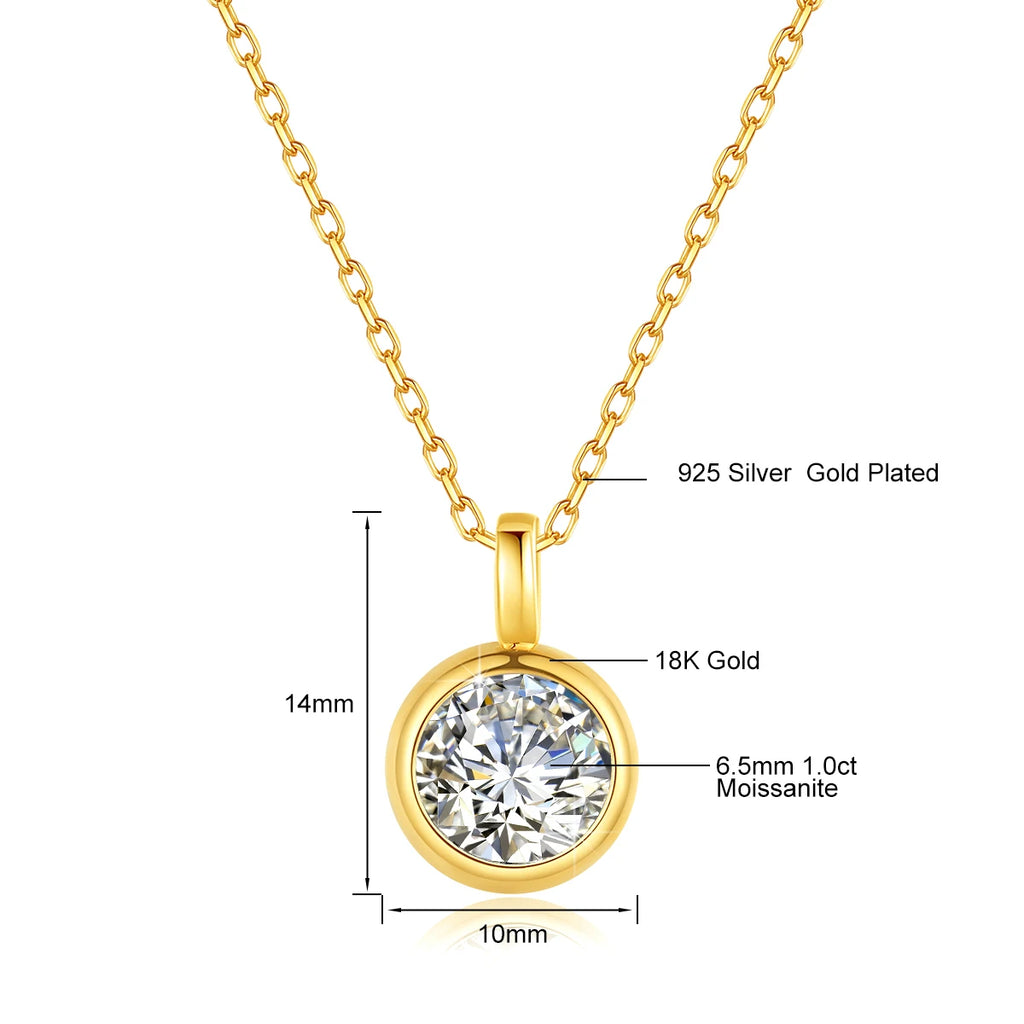 Szjinao Radiant Round-Cut Moissanite & Pearl Pendant Necklace – 18K Gold Women’s Jewelry