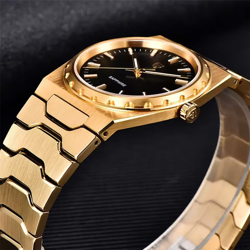 Men's Quartz Watch 37mm Ultra Thin Stainless Steel Sapphire Crystal Luminous Hands