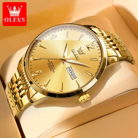 OLEVS 9928 Men's Watch Original Men's Automatic Mechanical Watch Luxury Stainless Steel Waterproof Luminous Date Clock Men Watch - RoyElite