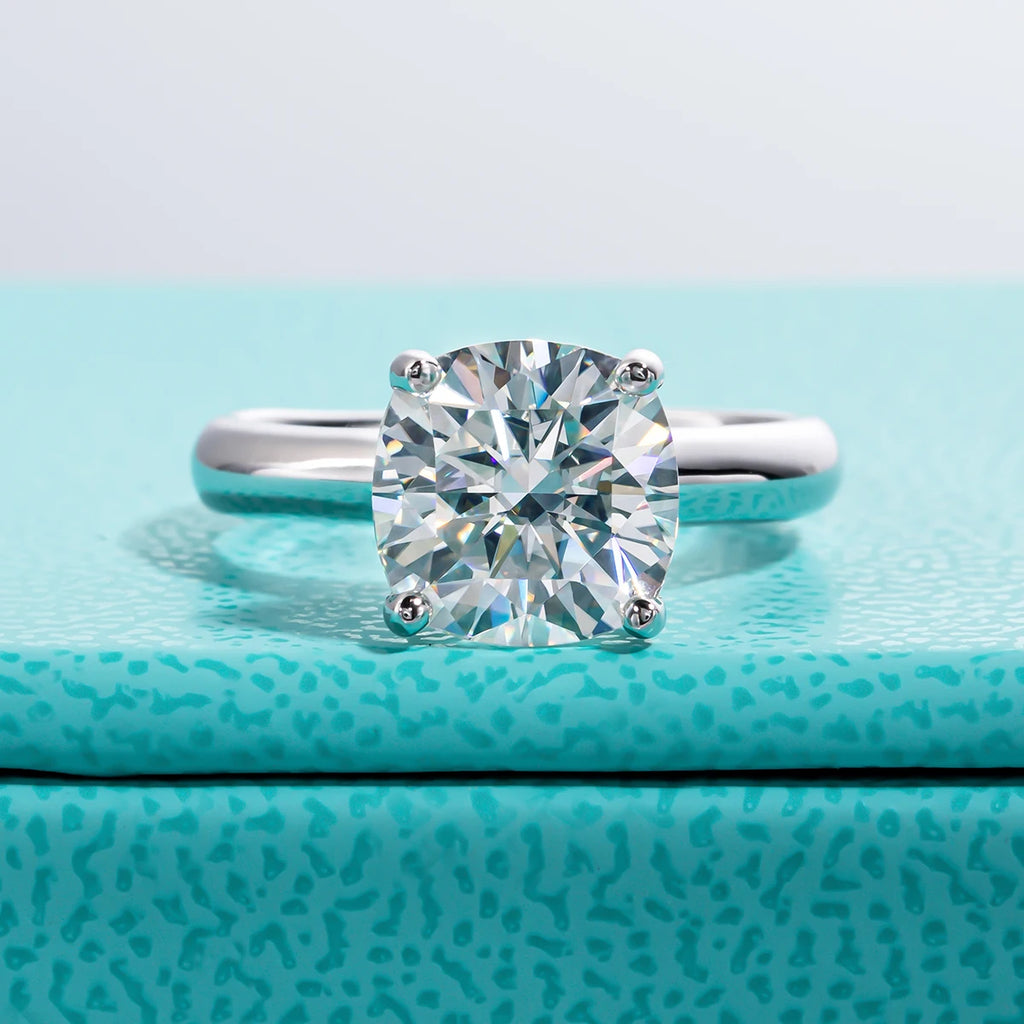 Women’s Cushion Cut Moissanite Engagement Ring 3.5 Carat Sterling Silver Wedding Jewelry