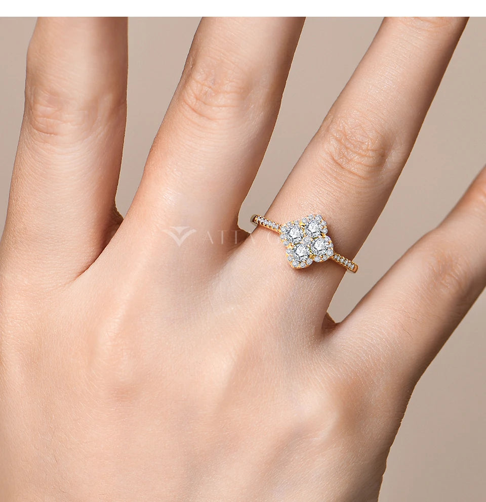 Women’s Moissanite Sterling Silver Classic Round Engagement Wedding Ring Elegant Bridal Jewelry