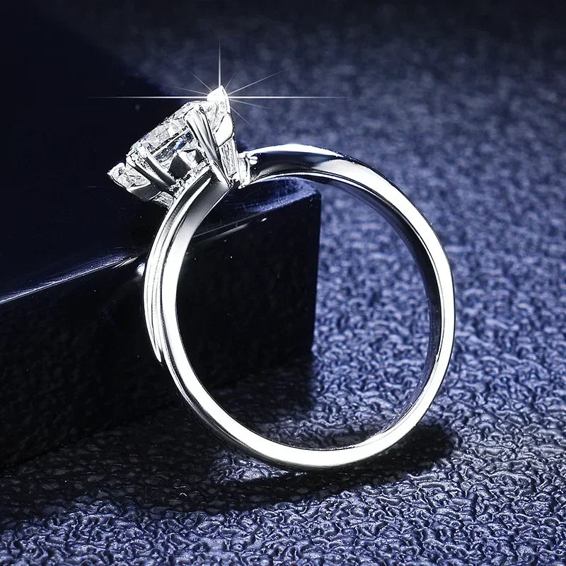 Platinum Engagement Ring 1 Carat Moissanite Diamond Classic Women Wedding Jewelry Gift