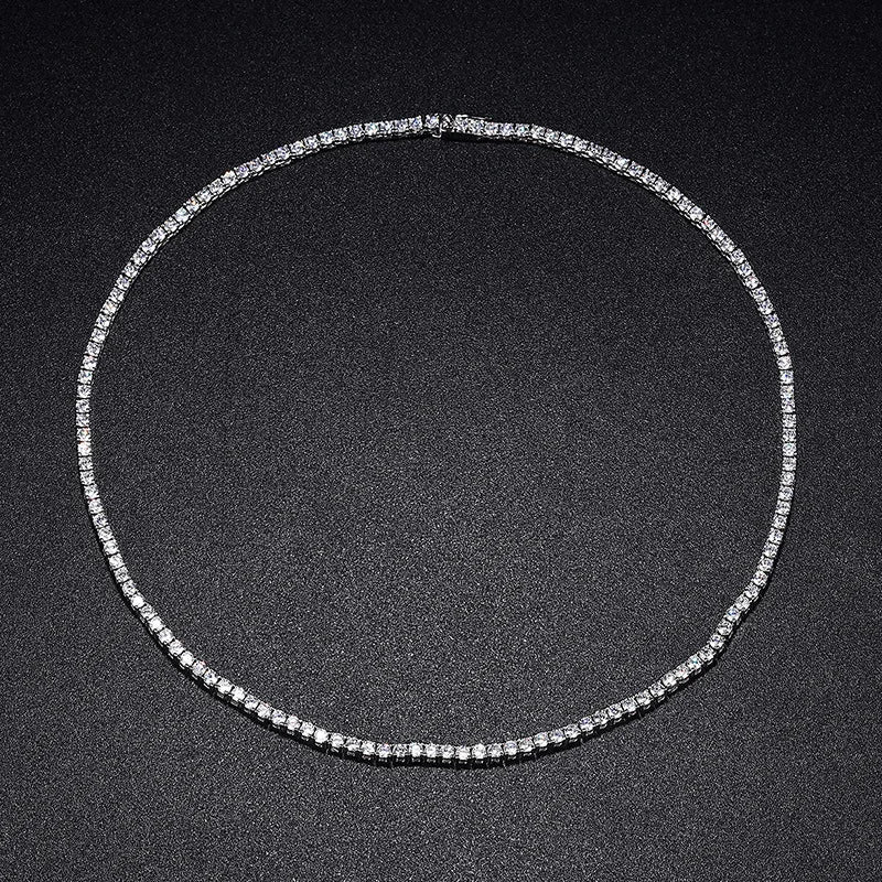 Women’s Moissanite Tennis Necklace D Color S925 Silver Sparkling Diamond Chain