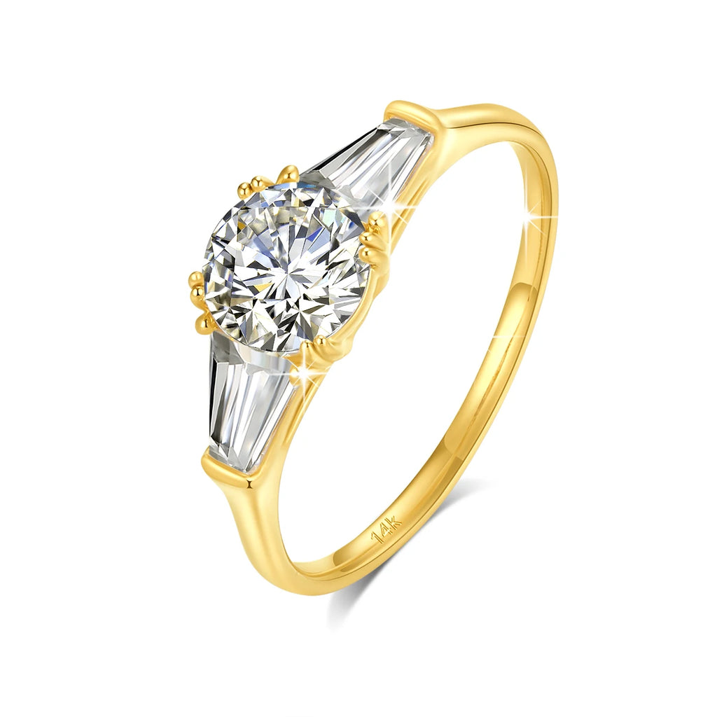 Szjinao 9mm Moissanite Ring – Real 14K Gold, D Color Brilliant Cut Wedding Band for Women