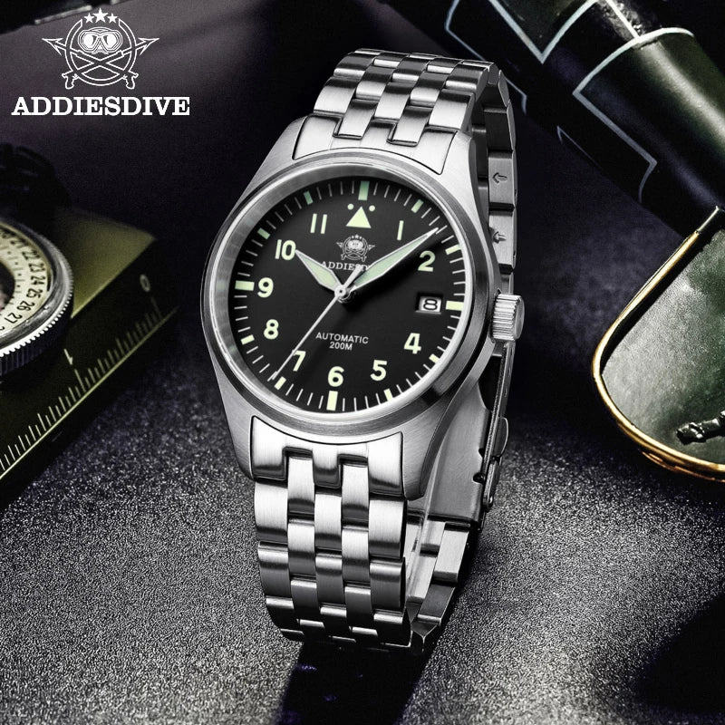 ADDIESDIVE Watches For Men Luxury Business Leisure Automatic Mechanical Men's Watch Fluorescent Waterproof NH35A 316L Stainless