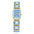 Gema watch, blue and gold colourway, front view