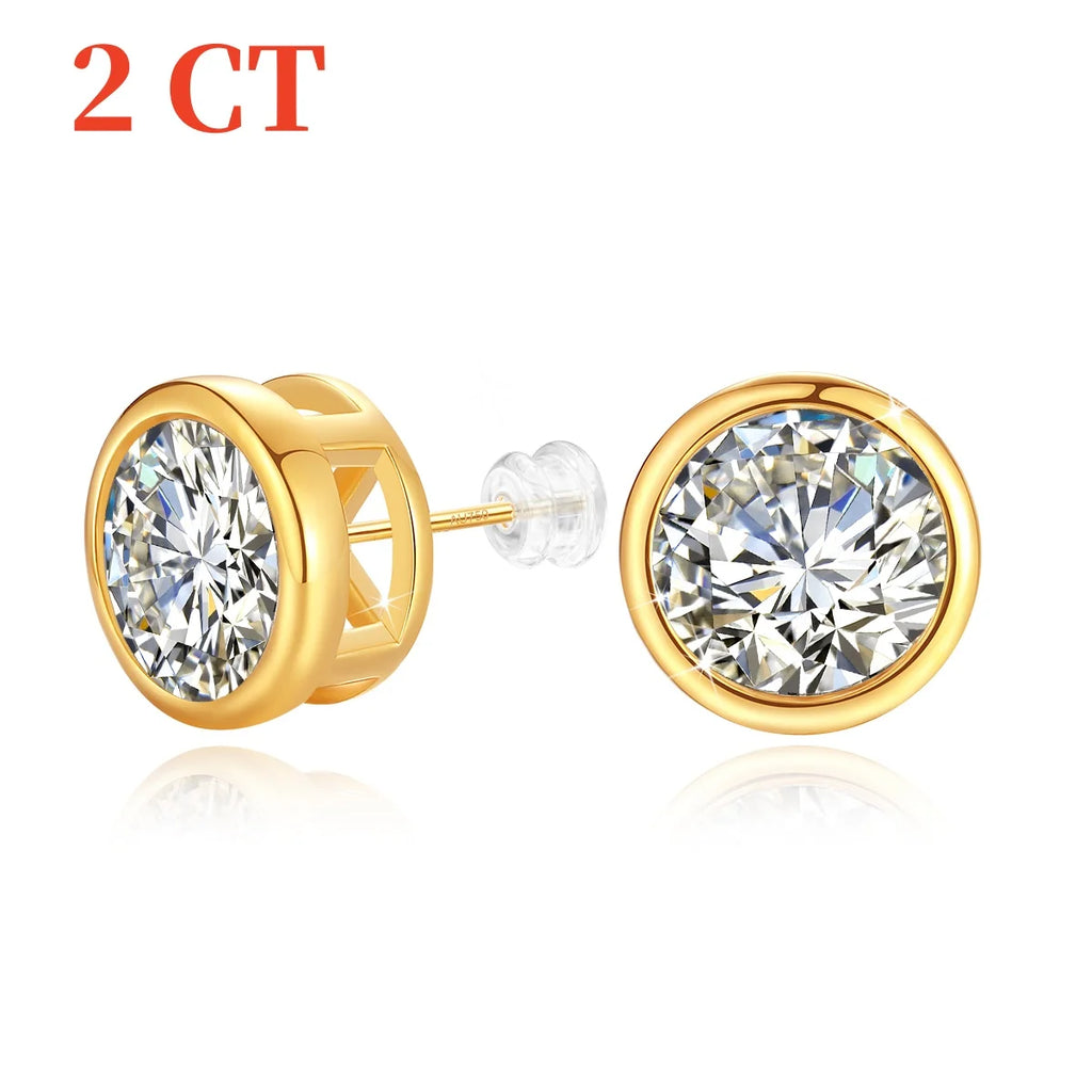 Szjinao 2ct Moissanite Stud Earrings – 18K Gold Mount