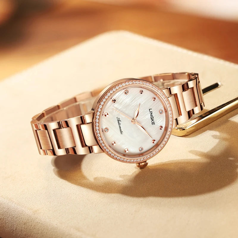 LINGKE Luxury Automatic Watch for Women | Luminous Dial with Waterproof Stainless Steel Design