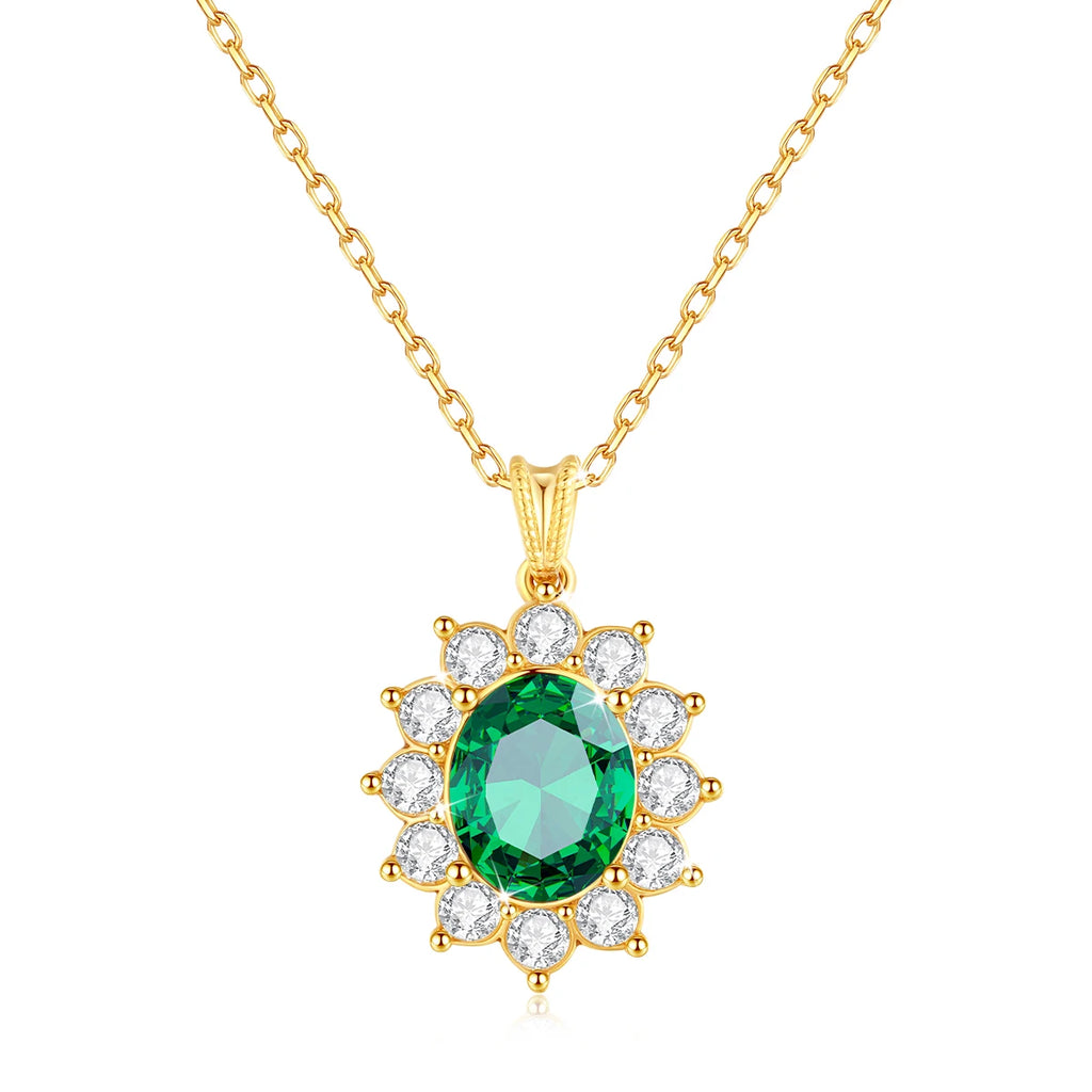 Szjinao Elegant Oval-Cut Synthetic Sapphire Pendant Necklace – 18K Gold Women’s Jewelry