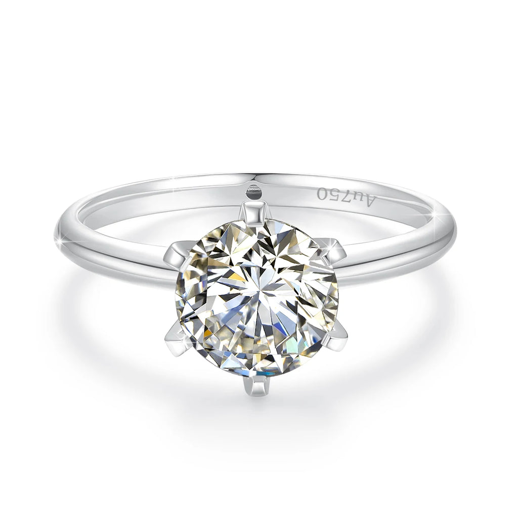 18K Gold Moissanite Engagement Ring Women 1 to 2 Carat Round Cut Diamond Wedding Jewelry
