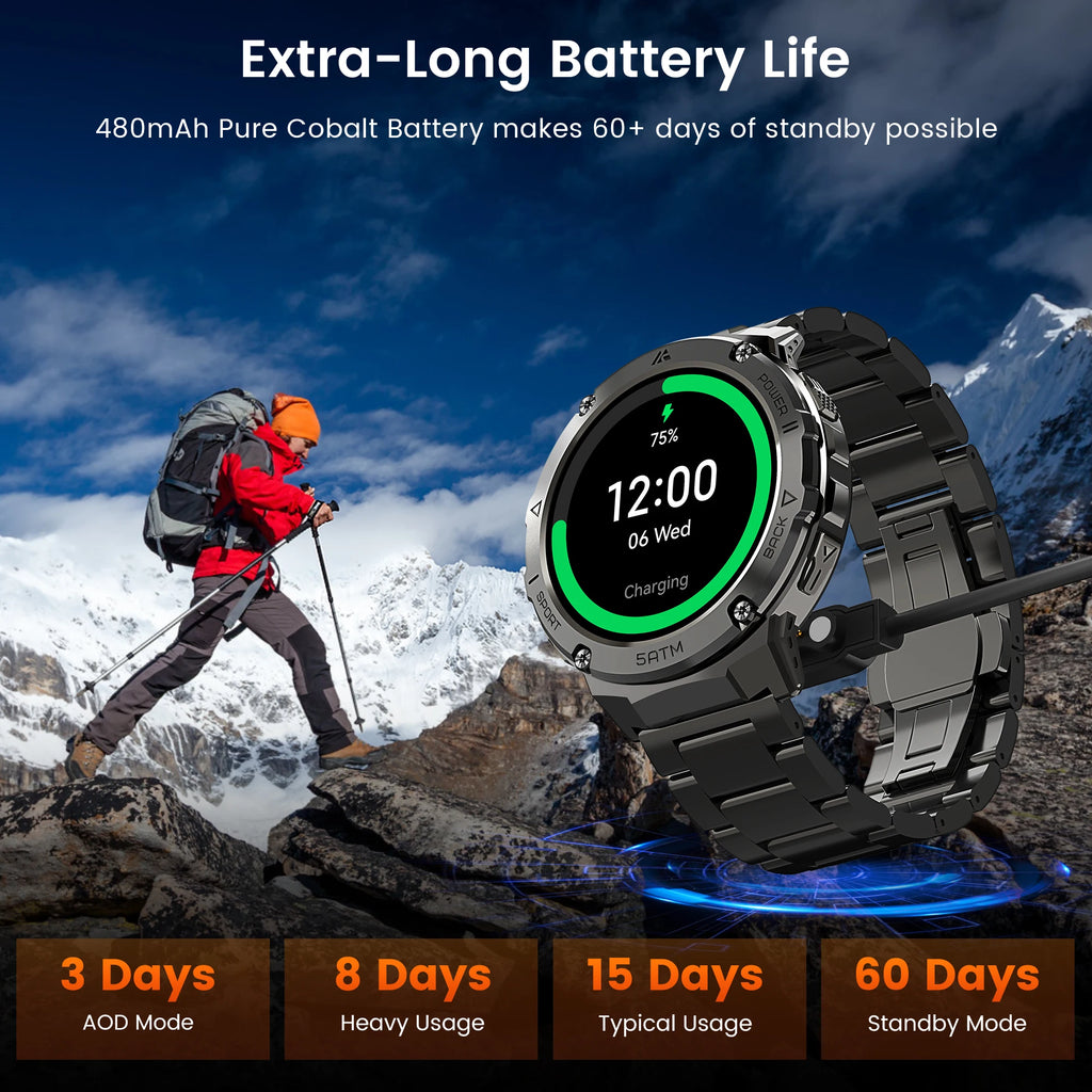 Men’s GPS Smartwatch with Compass Altimeter Heart Rate Sleep Tracking AMOLED Display