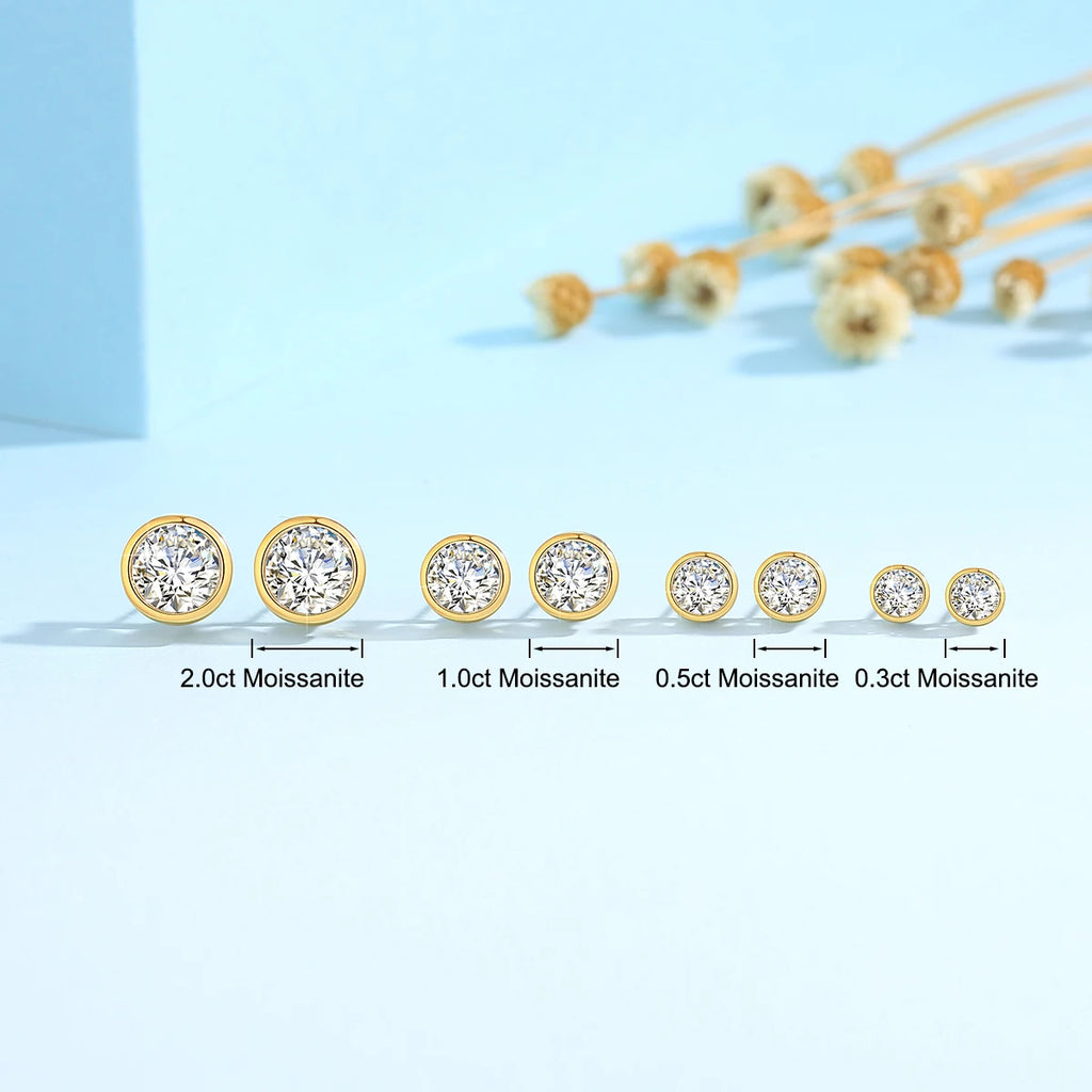 Szjinao 2ct Moissanite Stud Earrings – 18K Gold Mount