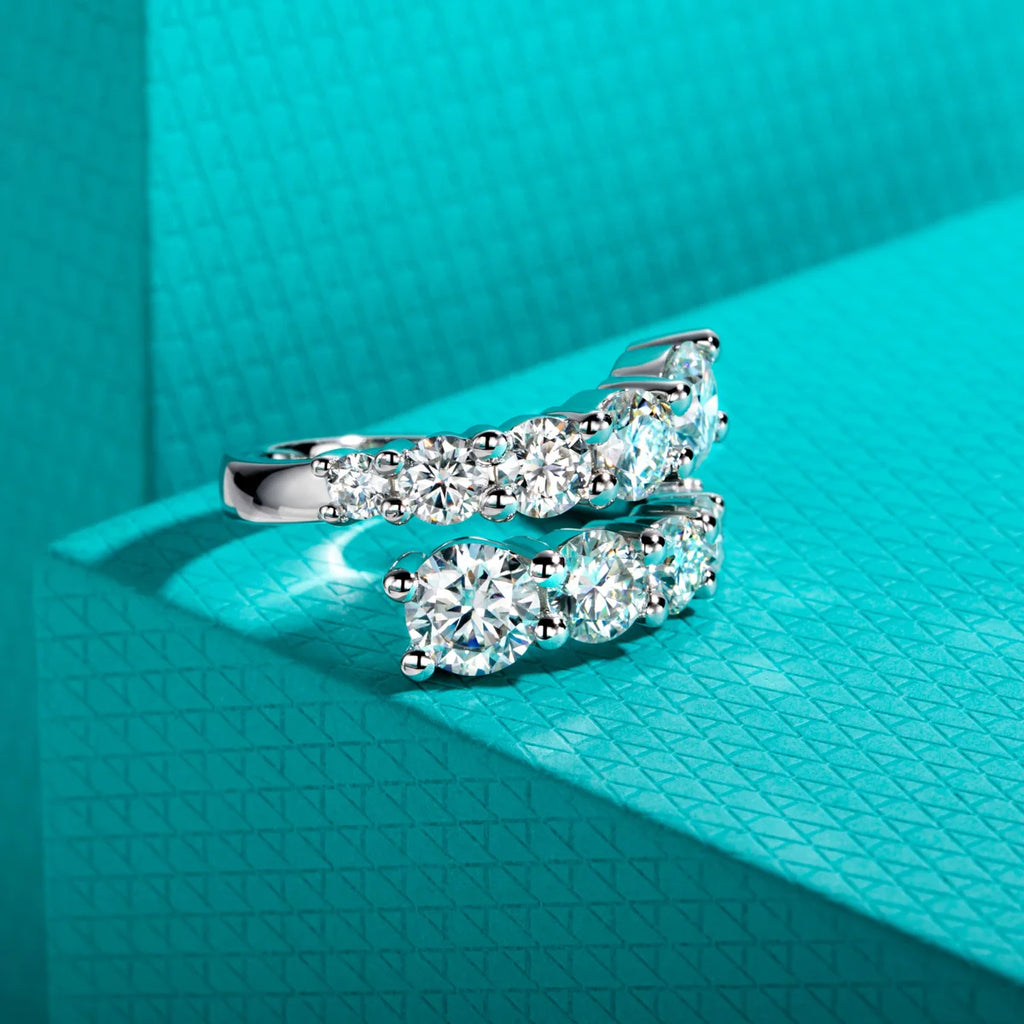 Women’s Sterling Silver Moissanite Bridal Set Round Cut Dazzling Engagement Rings