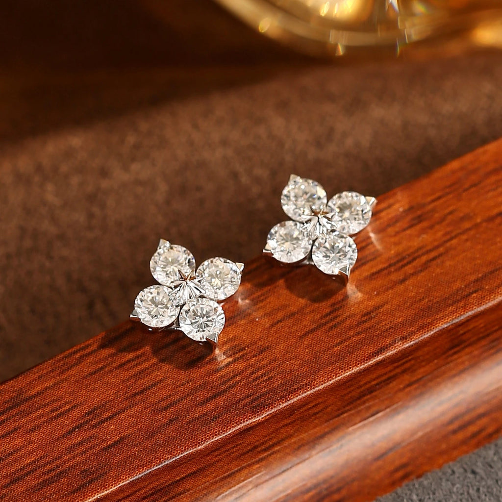 IDORA Diamond Round Cut Lab Grown Diamond Stud Earrings – 14K Gold Setting