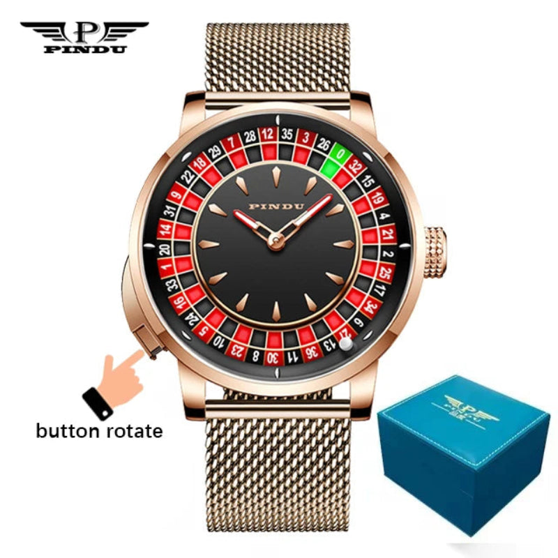 Mechanical Roulette Dial Watch | Interactive Elegance with Diamond Detail by PINDU - RoyElite