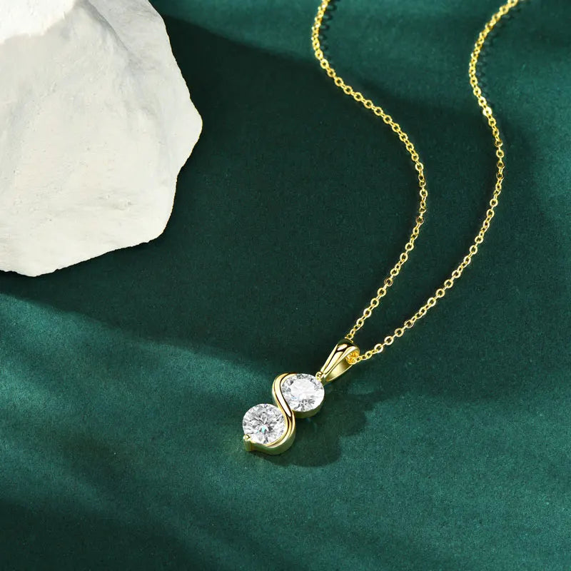 RAPRGOLD Round Cut Real 10K Gold Moissanite Pendant Necklace – Classic Diamond Alternative