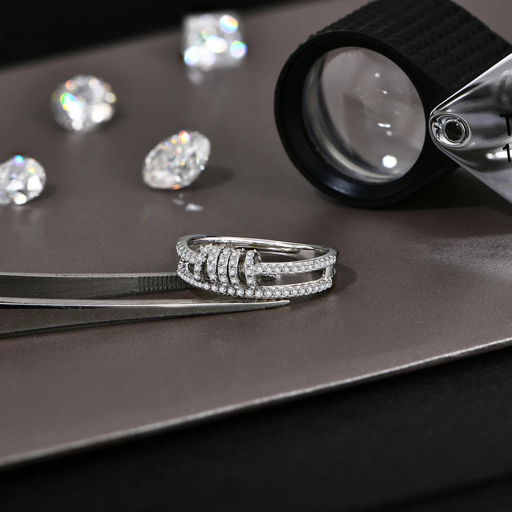 Women’s Full Moissanite Custom Ring 925 Sterling Silver Gold Plated Wedding Engagement Band