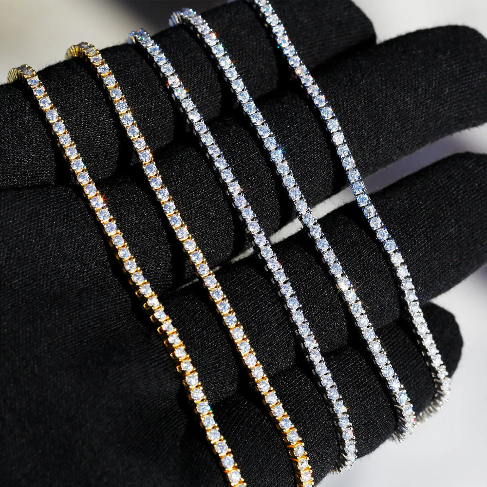 Women’s Moissanite Tennis Necklace Sterling Silver Diamond Cut Choker Jewelry Gift