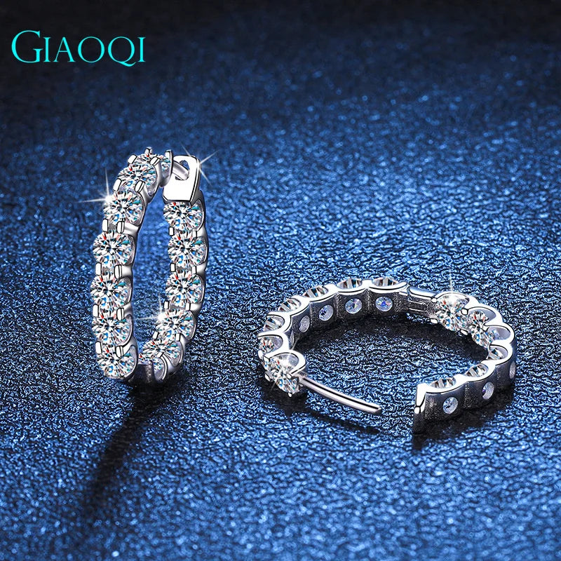 GIAOQI Brilliant Cut Moissanite Stud Earrings – 9K White Gold Setting