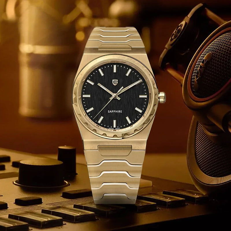 Men's Quartz Watch 37mm Ultra Thin Stainless Steel Sapphire Crystal Luminous Hands