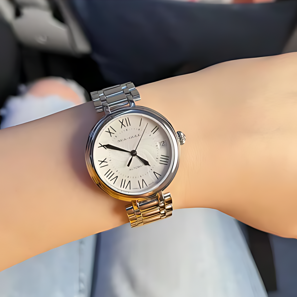 SEAGULL Ultra-Thin Automatic Mechanical Watch for Women – Roman Dial, Sapphire Glass, Holiday-Inspired Design