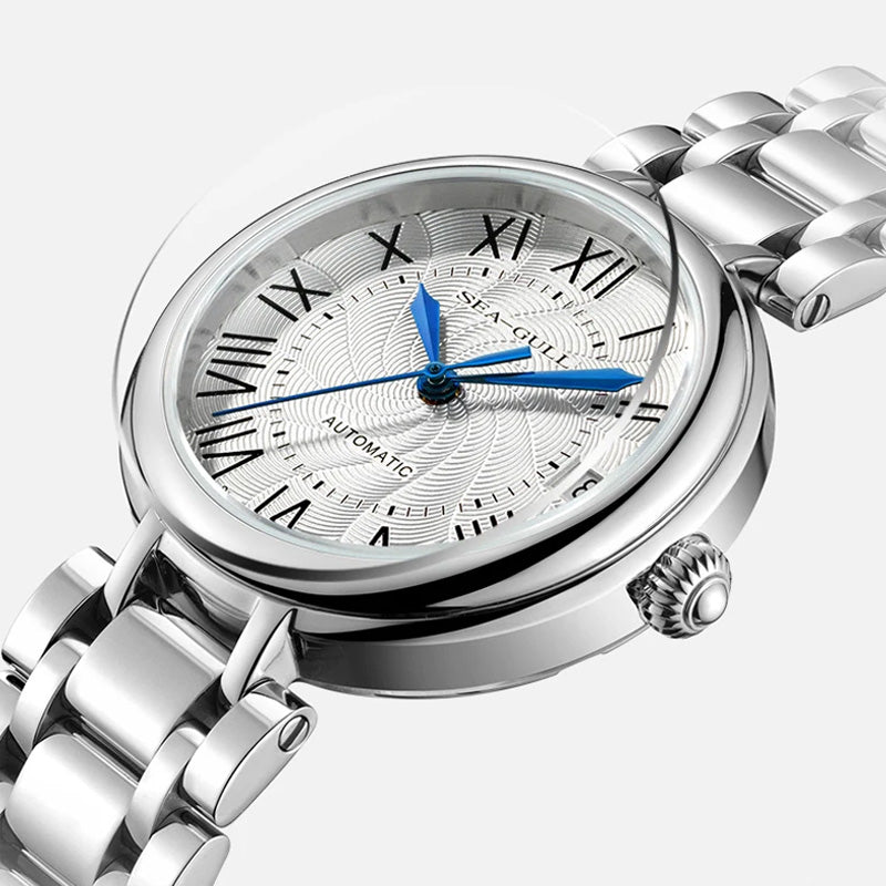 Ultra-Thin Automatic Mechanical Watch for Women – Roman Dial, Sapphire Glass, Holiday-Inspired Design