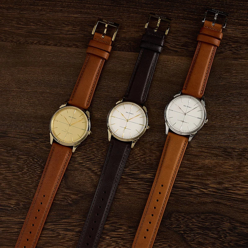 BALTANY Retro Mechanical Dress Watch for Men | Leather Strap with Waterproof Sapphire Crystal