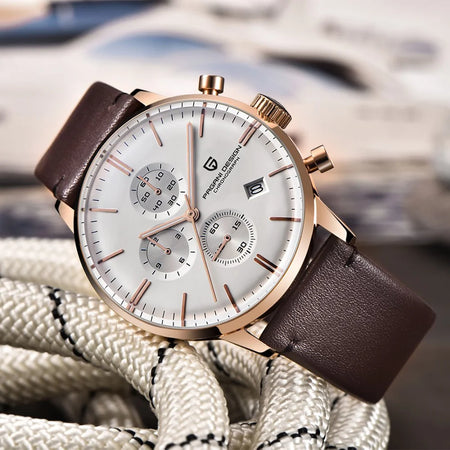 PAGANI DESIGN Men's Fashion Casual Brand Watch Waterproof 30m Luxury Leather Sports Quartz Chronograph VK67 Relogio Masculino - RoyElite