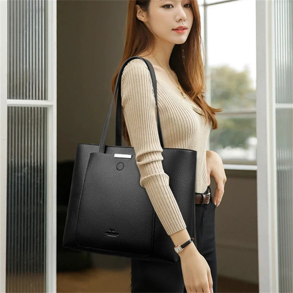 Soft PU Women’s Tote Shoulder Bag with Laptop Compartment