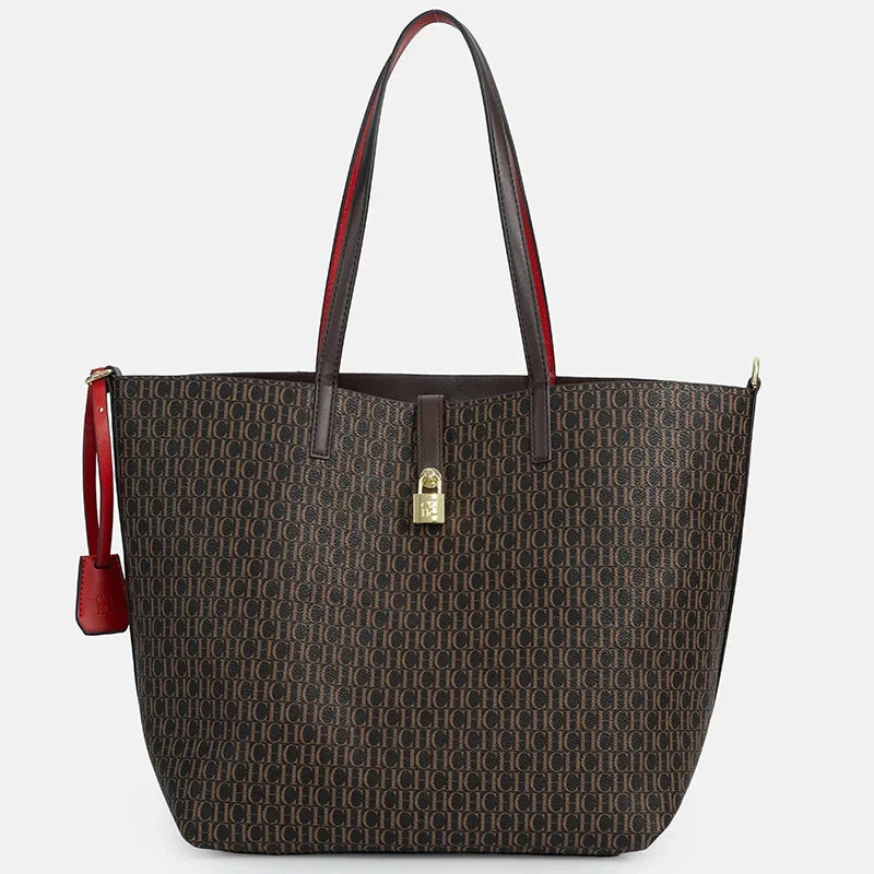 Women’s Faux Leather Bucket Shoulder Bag with Metal Clasp
