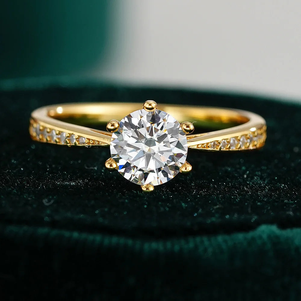 CKT 1CT Moissanite Ring – 100% Real 18K Gold, Luxury Wedding Jewelry for Women