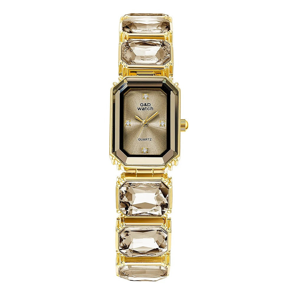 Gema watch, champagne gold colourway, front view